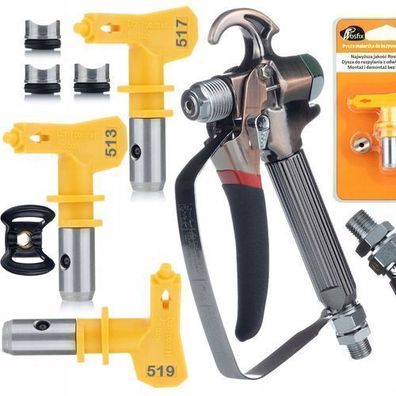 Rosfix Set Farbspritzpistole TurboJet TJ1 mit 3 Düsen 513/517/519 | 1/4"