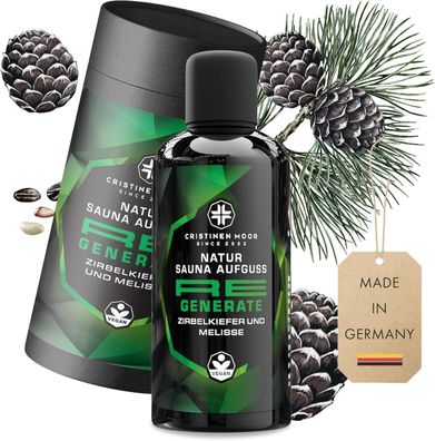 CristinenMoor Natürlicher Saunaaufguss Zirbelkiefer und Melisse | Re Generate |100 ml