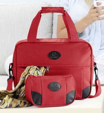 Wochenendtasche mit praktischer Kosmetiktasche | Reisetasche | Tasche rot