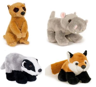 Plüschtier Erdmännchen Flußpferd Nashorn Fuchs Dachs 13cm Stofftier Kuscheltier soft