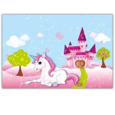 Einhorn Castle Papier Tischdecke 120x180 cm FSC