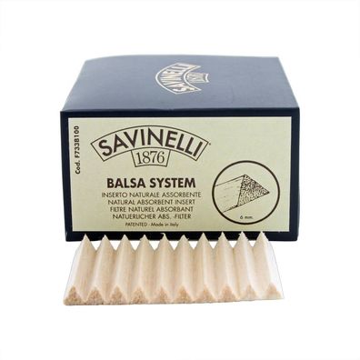Savinelli 1876 Balsa 6mm Filter / Pfeifenfilter Minibox, 100 Stück