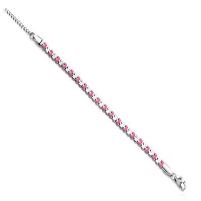 Victoria Silberfarbenes Armband mit rosa Muster