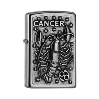 Zippo Benzin-Feuerzeug Street Chrom Plakette Cancer 2006504, unbefüllt