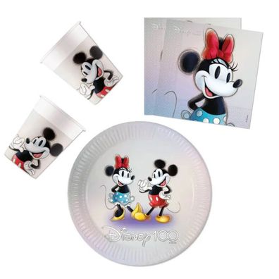 100 Disney Minnie Partyset mit 36 Teilen und einem 23 cm Teller