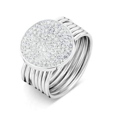 Victoria Silberfarbener Ring mit Weißem Stein