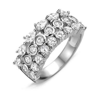 Victoria Silberfarbener Ring mit weißen Steinen