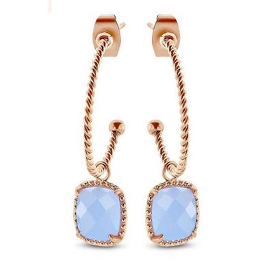 Victoria Roségold blau Stein Ohrringe