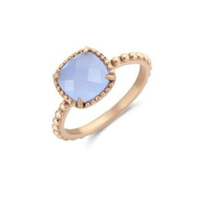 Victoria Ring mit blauem Stein in Roségoldfarbe