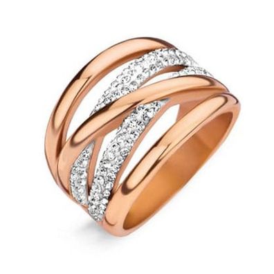 Victoria Ring in Roségold mit weißem Stein