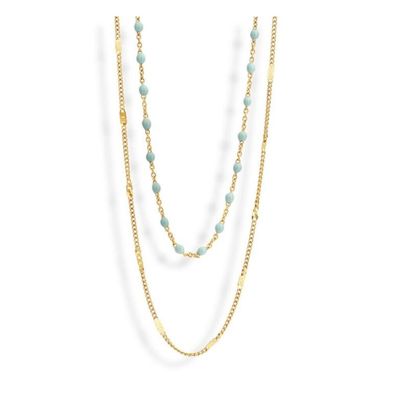 Victoria Goldfarbene Blaue Perlenkette