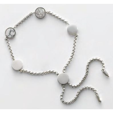 Victoria Silberfarbenes Armband mit Weißem Muster und Steinen