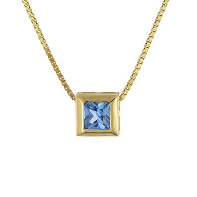 trendor Schmuck Gold-Anhänger 333 mit blauem Zirkonia + goldplattierte Kette 51700-0