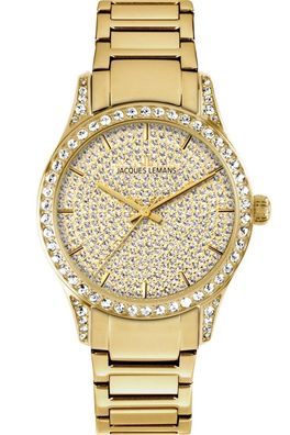Jacques Lemans Damenuhr Quarz Venice Goldfarben mit Glitzer 1-2191C