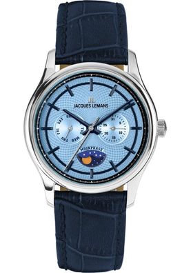 Jacques Lemans Herren-Armbanduhr Derby mit Mondphase Blau 1-2213F