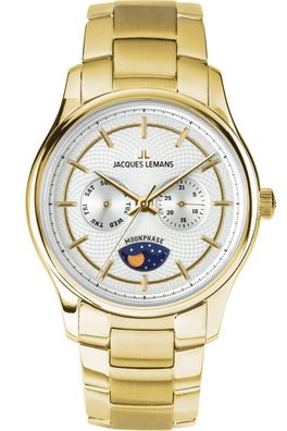 Jacques Lemans Uhr für Herren Derby mit Mondphase Goldfarben 1-2213O