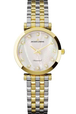 Jacques Lemans Damen-Armbanduhr Diamond Watches mit Perlmutt D-12B