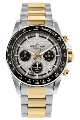 Jacques Lemans Herren-Uhr Solar Chronograph Eco Power Zweifarbig LE 50-10E