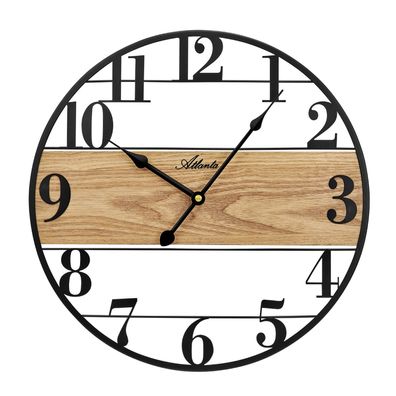 Atlanta Design-Wanduhr Quarz Metall/Holzoptik 4566