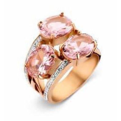 Victoria Rosegoldfarbener weißer, rosa Steinring