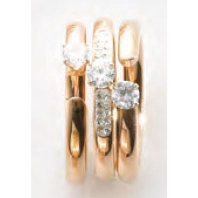 Victoria Roségoldfarbener dreiteiliger Ring mit weißen Steinen