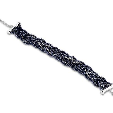 Victoria Dunkelblaue Perlen Silberfarbiges Armband