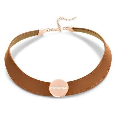 Victoria Weißer Stein Rosegold Lederhalskette