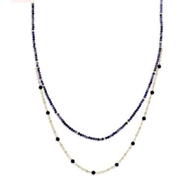 Victoria Rosegold-farbene blaue Perlenkette