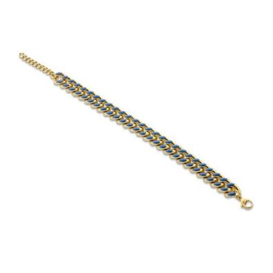 Victoria Goldfarbenes blau gemustertes Armband