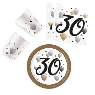 Geburtstag Milestone Happy Birthday 30 Party-Set mit 36 Stück und 23 cm Tellern