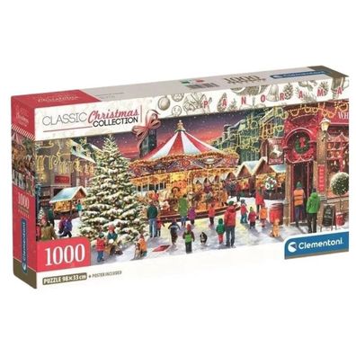 Weihnachten Village i falu 1000-teiliges Panoramapuzzle Clementoni