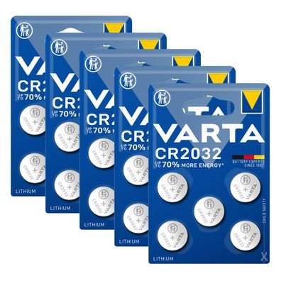 5x Varta CR2032 CR 2032 Knopfzelle Batterie 3V Blister Lithium 5er Blister