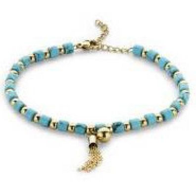Victoria Goldfarbenes blaues Perlenarmband