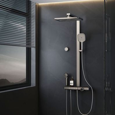 EMKE Duschsystem Mit Thermostat Duschset Automatischer Abfluss von Kaltwasser