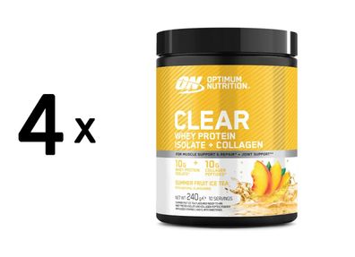 4 x Optimum Nutrition Clear Whey Protein Isolate + Collagen (240g) Summer Fruit Ice T