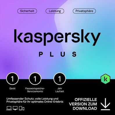 Kaspersky Plus Internet-Security 2026, 1 Gerät, 1 Jahr, Deutsch, KEY, Download