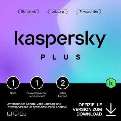 Kaspersky Plus Internet-Security 2026, 1 Gerät, 2 Jahre, Deutsch, KEY, Download
