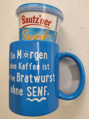 Bautzner Sammeltasse -Morgen o. Kaffee ist wie ne Bratwurst o. SENF -incl. Bz Becher
