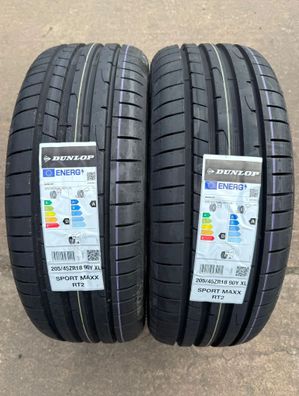 2x Sommerreifen 205/45 ZR18 90Y XL Dunlop Sport Maxx RT2 DOT25 NEU