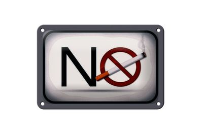 Blechschild No smoking Rauchverbot 18x12cm schwarz weiß gewölbt