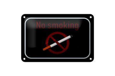 Blechschild No smoking Rauchverbot 18x12cm schwarz gewölbt