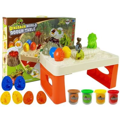 Leantoys Doughcolina mit Tisch und Zubehör Dinosaurier