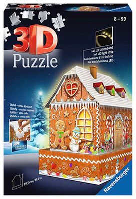 Lebkuchenhaus - 3D Puzzle mit LED Band