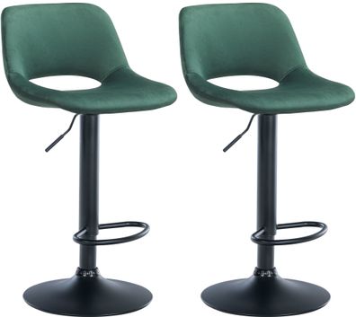 2er Set Barhocker Camden Samt schwarz, grün