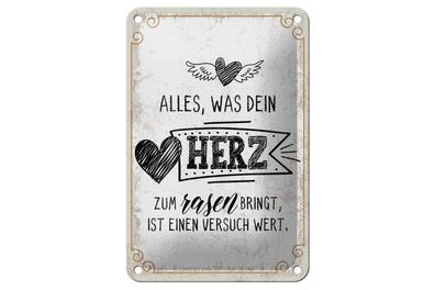 Blechschild Alles, was dein Herz zum rasen bringt, 4 verschied Größen, Spruch Deko