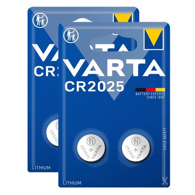 2x Varta CR2025 CR 2025 Knopfzelle Batterie 3V 2er Blister Lithium