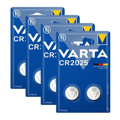 4x Varta CR2025 CR 2025 Knopfzelle Batterie 3V 2er Blister Lithium