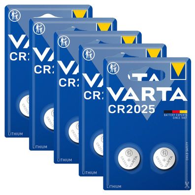 5x Varta CR2025 CR 2025 Knopfzelle Batterie 3V 2er Blister Lithium