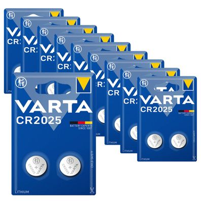 10x Varta CR2025 CR 2025 Knopfzelle Batterie 3V 2er Blister Lithium