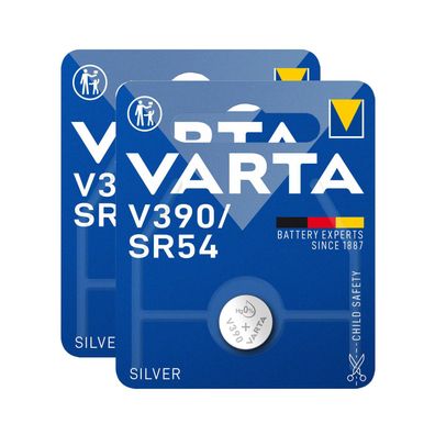 2x Varta Watch V390 SR54 V 390 Silver Oxide Uhrenbatterien Blister 1,55V